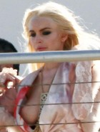 Lindsay Lohan oops boob slip upskirt