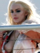 Lindsay Lohan oops boob slip upskirt